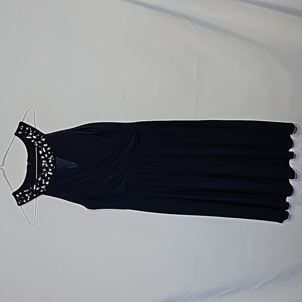 La Nouvelle Renaissance blue jeweled statement dress missing 1 jewelry pc sz 6